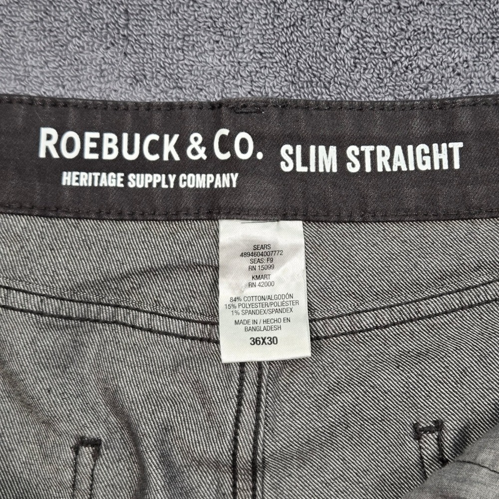 Roebuck & Co Slim Straight Jean Mens 36x30 (38" mes.) Gray Stretch Workwear - Picture 10 of 14